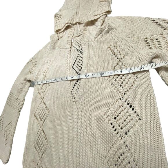 Zara Women Sweater Oatmeal Swimsuit V Neck Coverup Crochet Hodded Dress Small - Picture 8 of 11